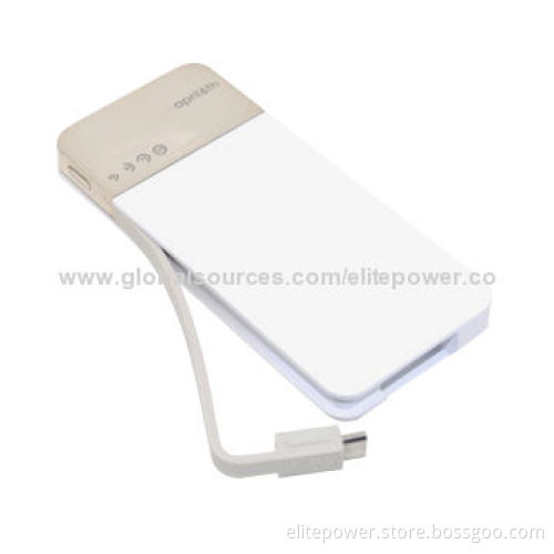 Power Bank with Integrate Cable, 3,000mAh Capacity for iPhone 5, Samsung Galaxy, HTC